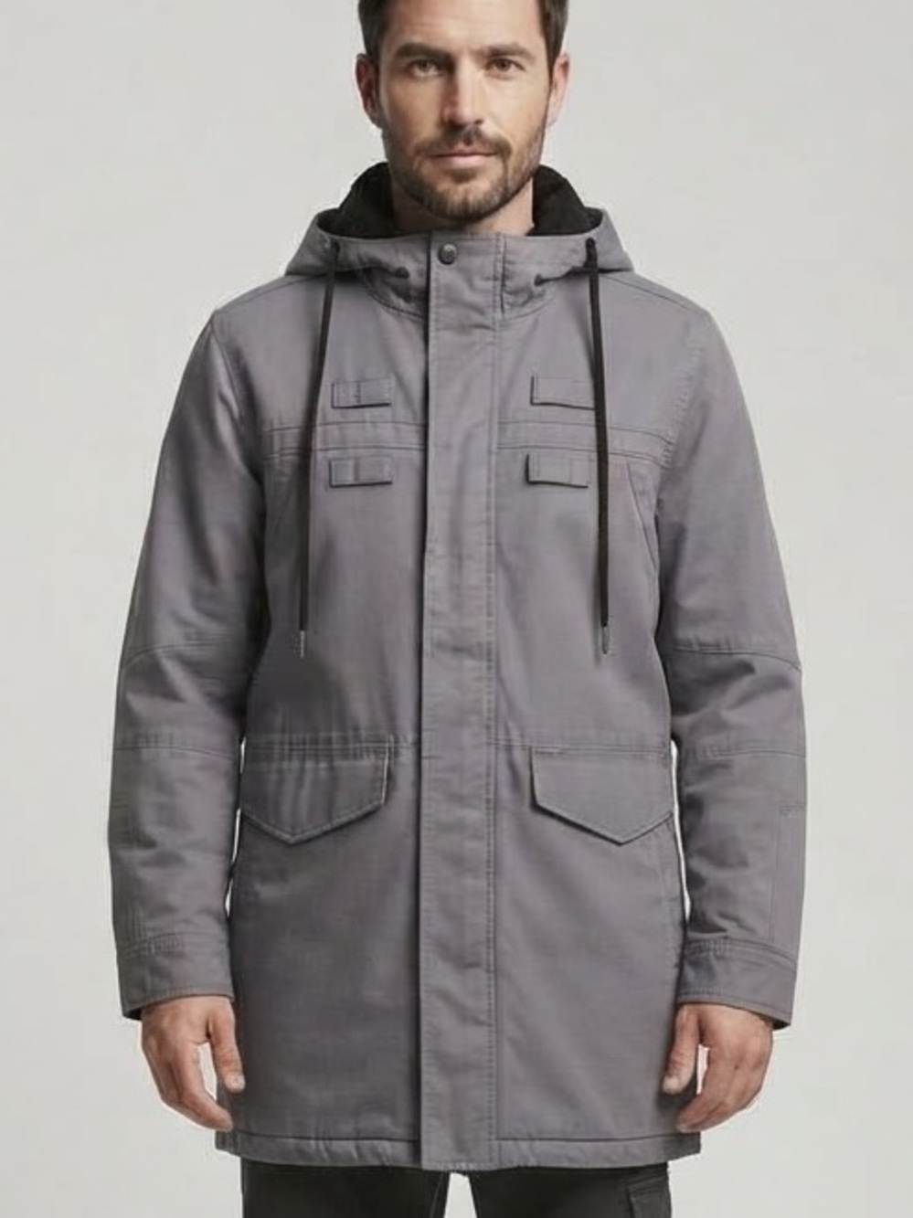 Highline Collective| Men’s Blue-Grey Hooded Lined Outdoor Parka Jacket Sz L